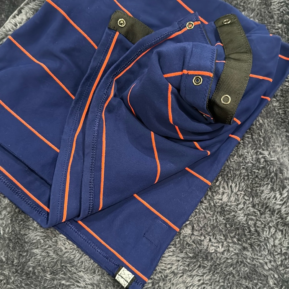 Lululemon Vinyasa Soft Wrap Scarf Dark Navy Blue Orange Striped